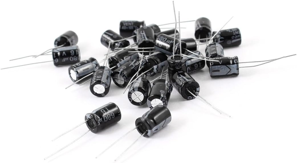 Radial Aluminum Electrolytic Capacitors Black 8x12mm 680uF 16V 25pcs