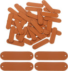 40 Pcs Handmade Leather Labels, PU Leather Handmade Tags Button with Hole Embossed Tag for Embellishment DIY Sewing Crafts, 45x11mm, Dark Brown