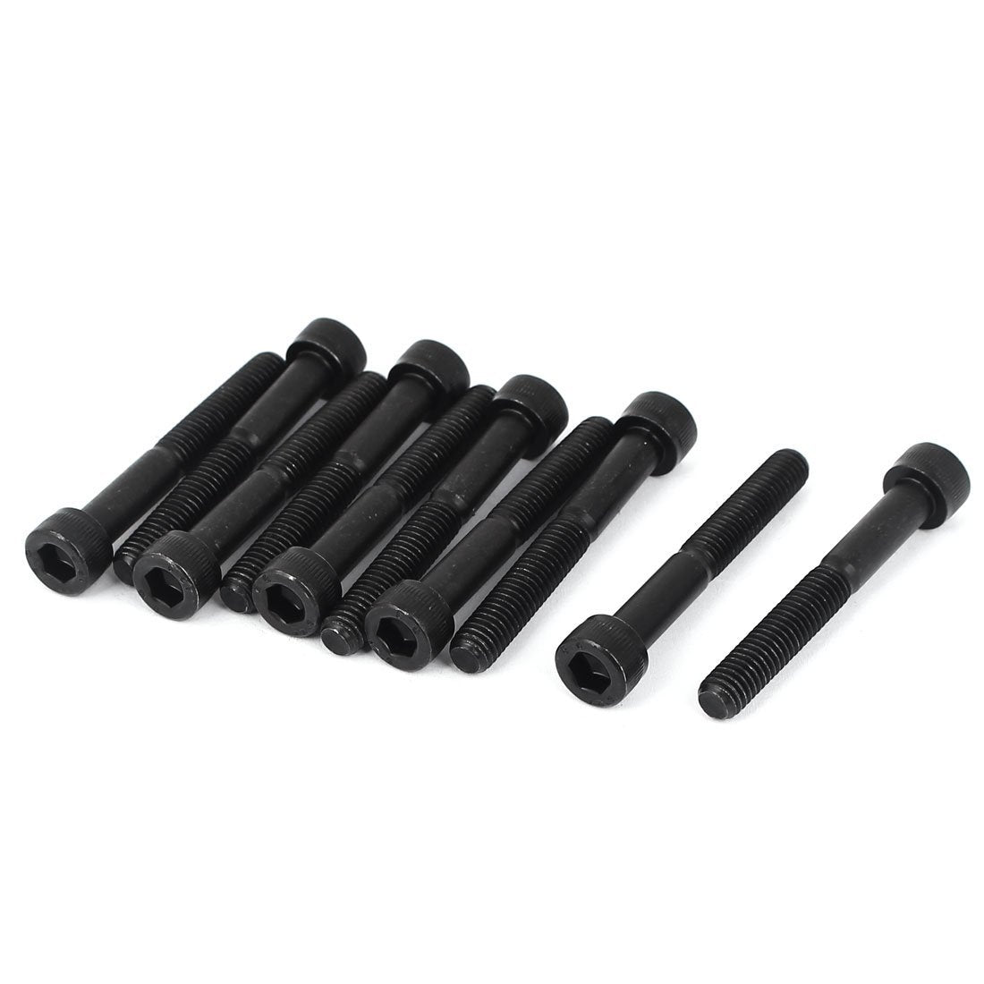 M6x45mm 12.9 Alloy Steel Hex Socket Screws Partially Threaded Bolts Black 10Pcs