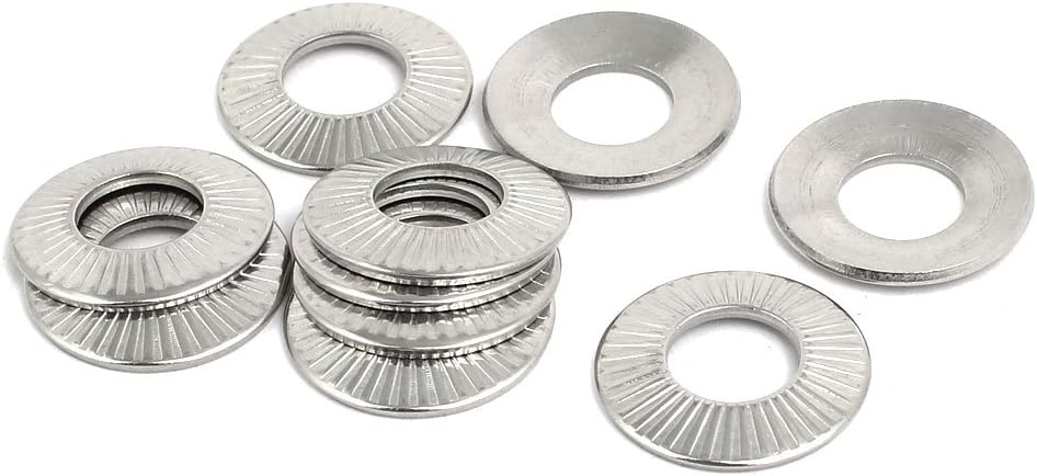 M10 304 Stainless Steel Locking Washer Silver Tone 10pcs