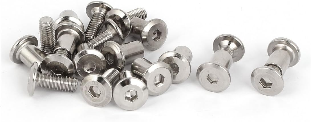 Screw Post Male M6x16mm Belt Buckle Binding Bolts Leather Fastener 10 Sets