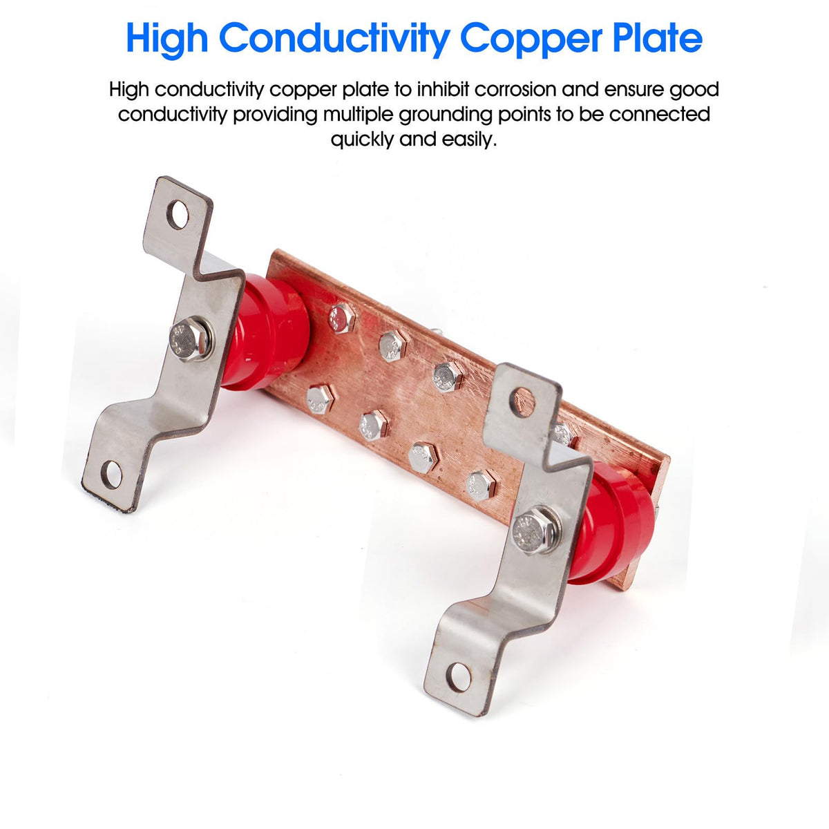 Wall Mounted Copper Ground Bar, Terminal Grounding Bar with UL Recognized SM40 Insulators (600Amp)