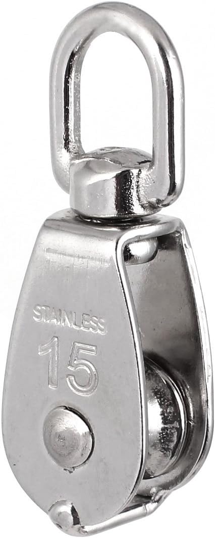 15mm Diameter Stainless Steel Single Sheave Swivel Eye Rope Pulley