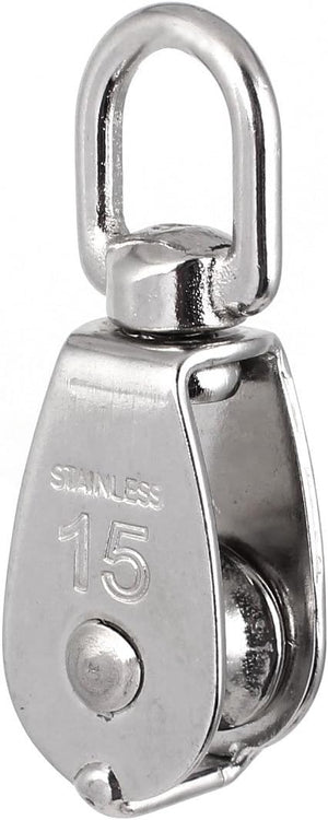 15mm Diameter Stainless Steel Single Sheave Swivel Eye Rope Pulley