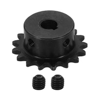 #25 Chain Roller Sprocket 8mm Bore 37.5mm OD, 17 Tooth C45 Carbon Steel ANSI #25 Roller Sprocket Round Hole with 3x1.4mm Keyway & Set Screws for ISO 04C Chain, Black