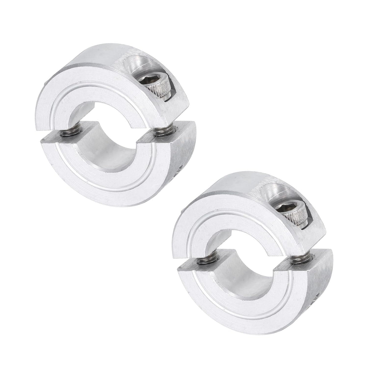 2pcs Double Split Clamp-On Shaft Collar for 1/2" Shaft, Two-Piece Clamping Collar, 1-1/8" OD, 13/32" Thickness, Aluminum Alloy Set Screw Split Collar Clamp