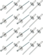 20 Pcs 4mm x 10mm Aluminum Open End Large Flange Blind Rivets