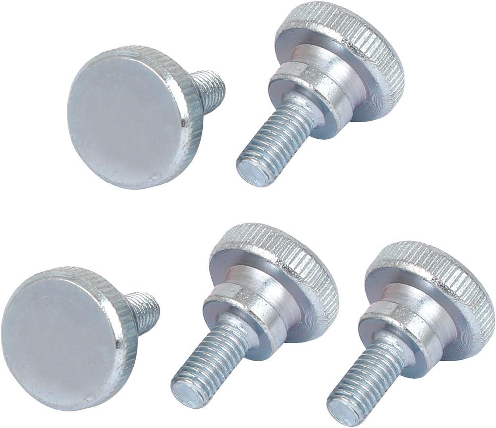 M5x10mm Carbon Steel Step Hand Screw Flat Knurled Head Thumb Screws Bolts 5 Pcs