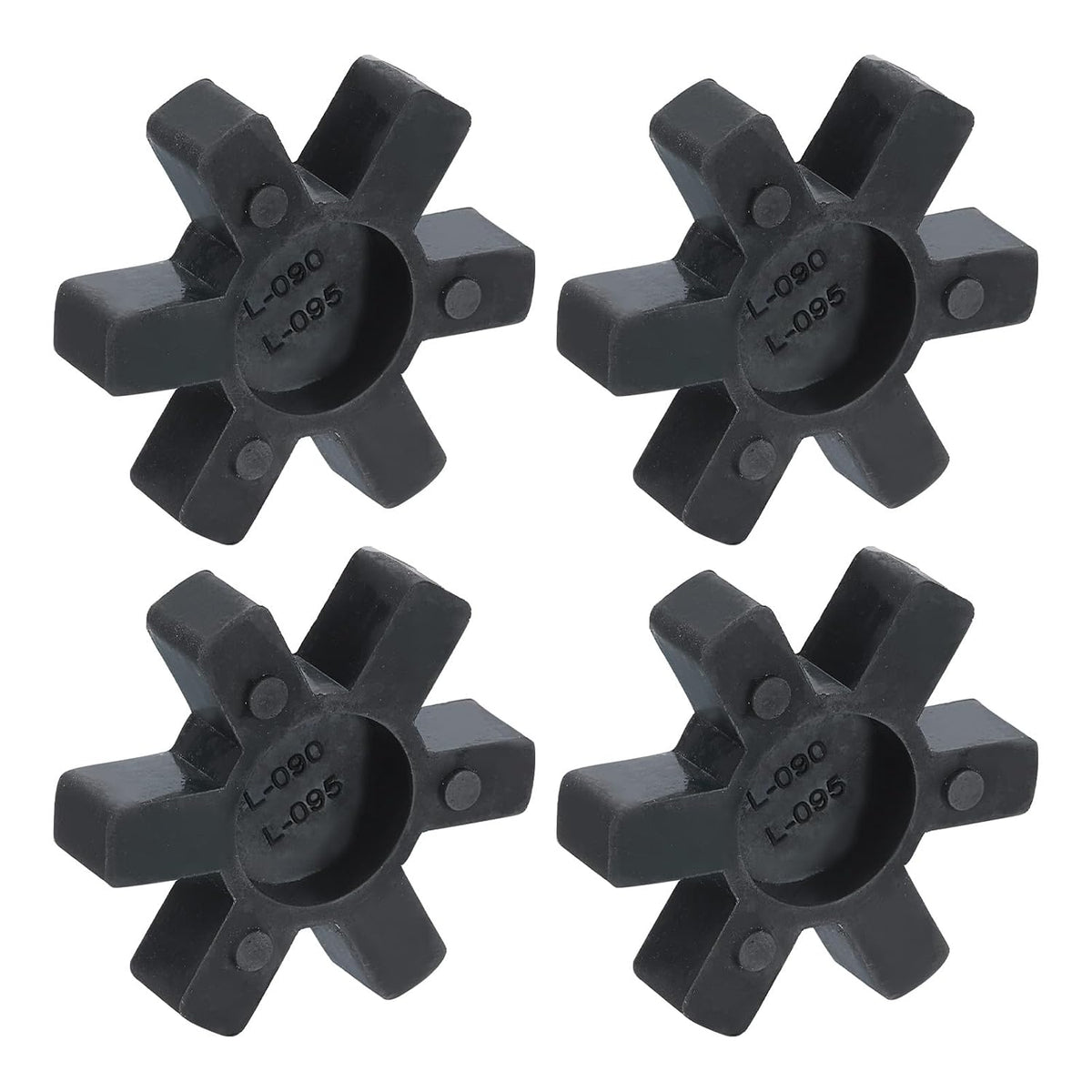 4pcs L090/L095 Jaw Coupling Insert, Flexible Solid Type NBR Rubber Jaw Coupling Center Inserts for L Jaw Coupling L-Jaw Coupler Set, Black