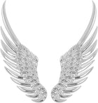 Car Silver Tone Alloy Angel Wings Badge Stickers 2 Pcs
