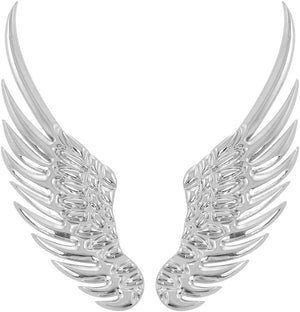 Car Silver Tone Alloy Angel Wings Badge Stickers 2 Pcs