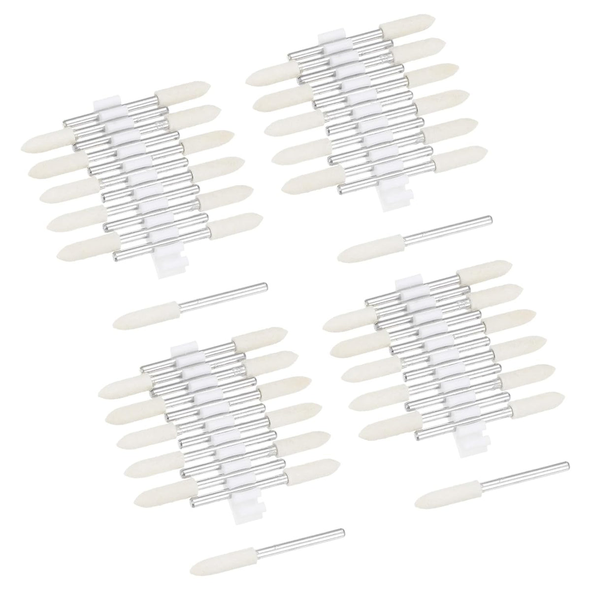 4mm Wool Felt Mounted Points Tapered Polishing Bits Burrs Buffing Wheels with 1/8" Shank 48 Pcs