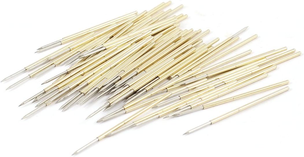 100 Pcs Spring Test Probes Testing Pins 0.74mm Pointed Tip PL75-B1