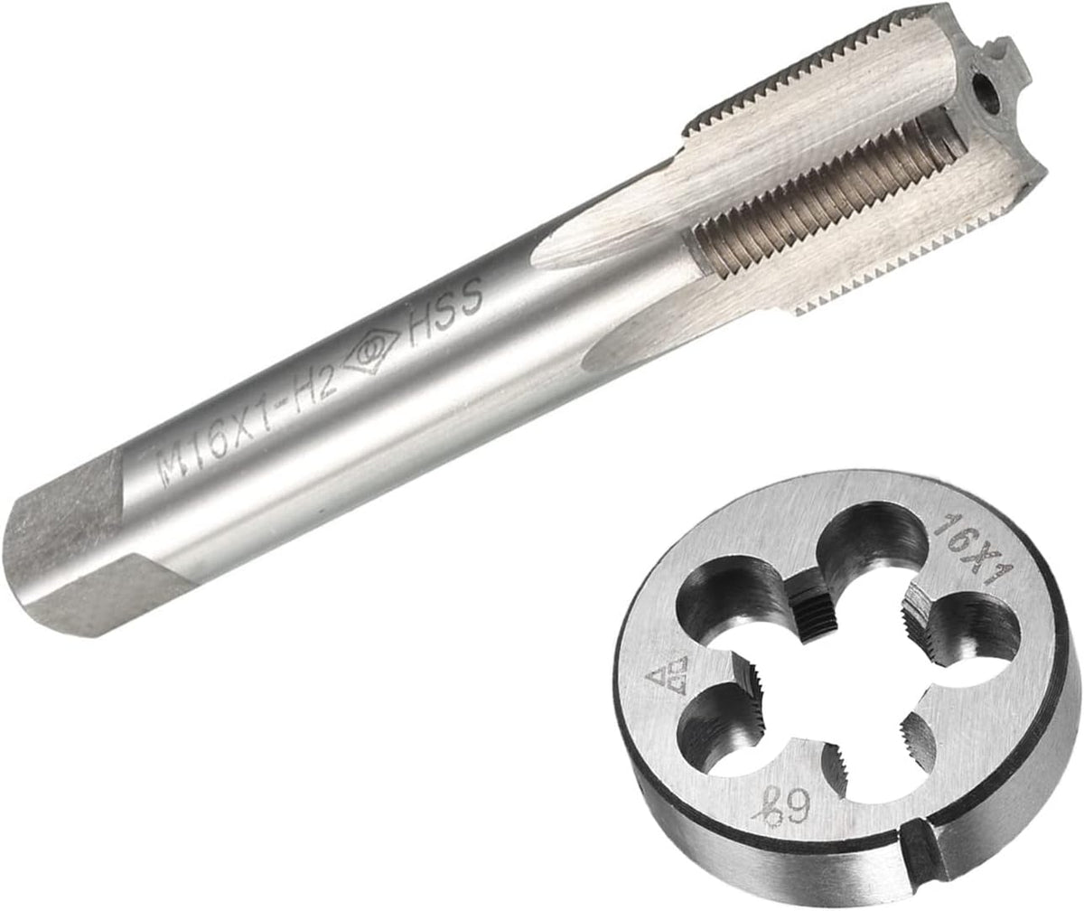 M16x1mm Tap and Die Set, HSS Thread Tap with Round Threading Die, Right Hand