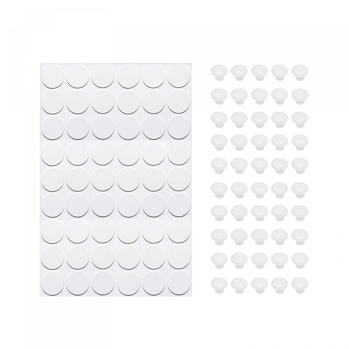 5mm Dia Shelf Peg Hole Plugs(50Pcs) with 21mm Dia Screw Hole Covers Stickers(54Pcs/Sheet) for Cabinet Furniture, White