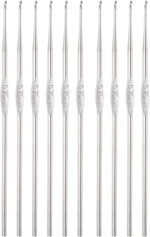 Stainless Steel Crochet Hook 0.75mm US Size 14 Knitting Needles for DIY Craft Yarn 10Pcs