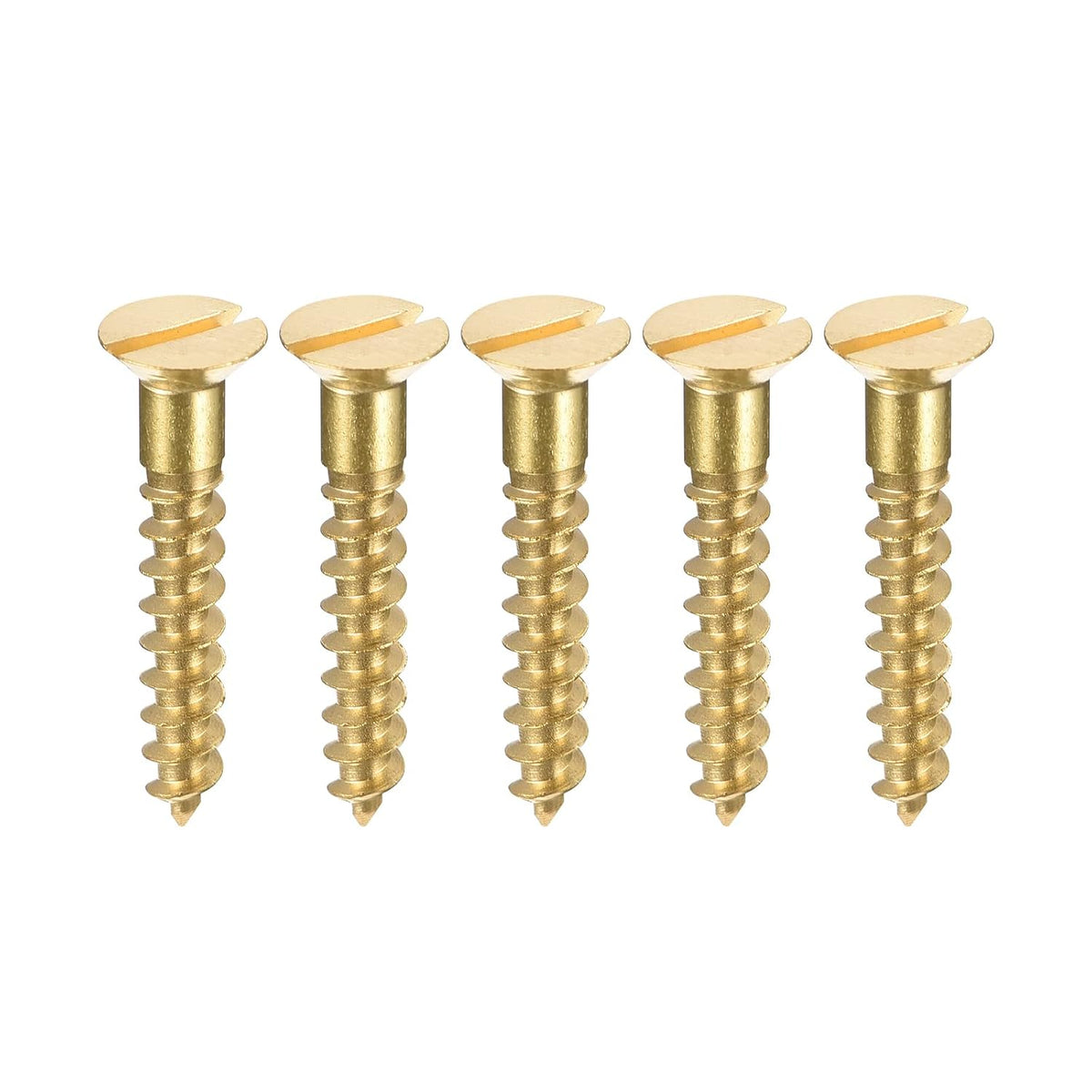 Wood Screws M5 x 30mm Slotted Flat Head Brass Self-Tapping Screw 20 Pcs