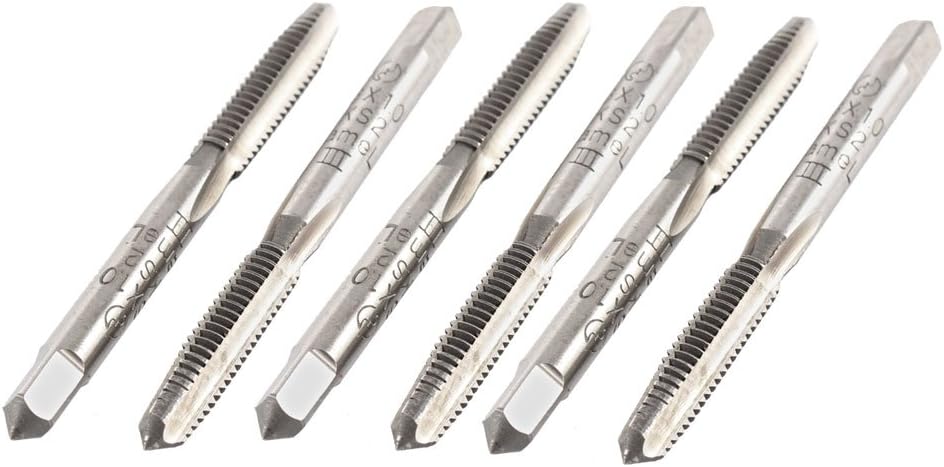 6pcs M6x65mm Round Shank High Speed Steel HSS 3 Flutes Machine Screw Metric Tap