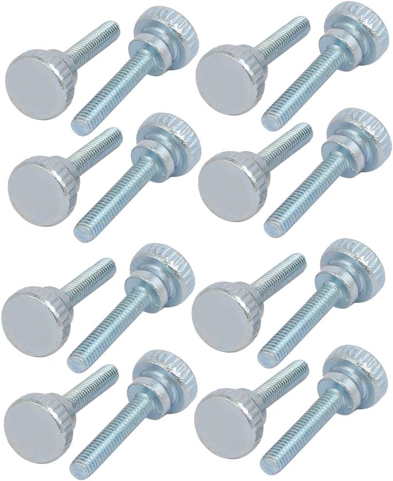 M4x20mm Carbon Steel Flat Knurled Head Fully Threaded Thumb Screw Bolt 16pcs