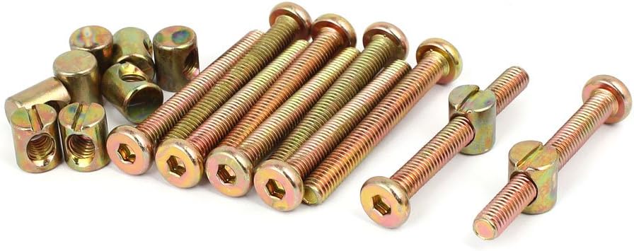 M6x50mm Hex Key Drive Socket Cap Furniture Bolt w M6x12mm Barrel Nut 10 Set