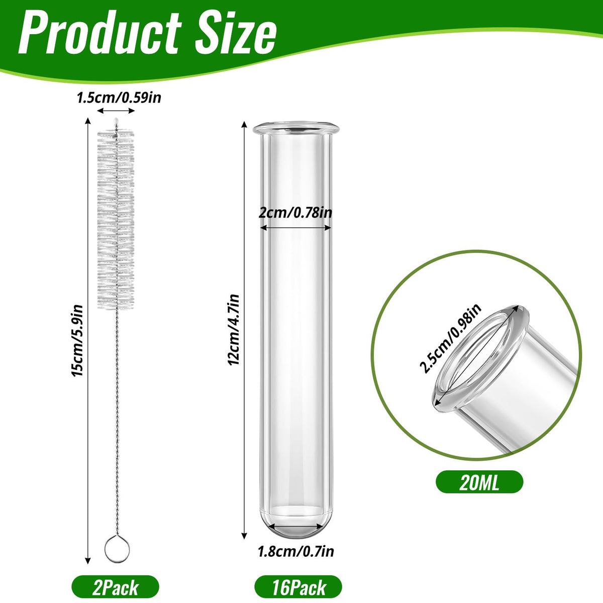 16 Pcs Transparante Plant Propagatietubes 20ml Plastic Test tubes