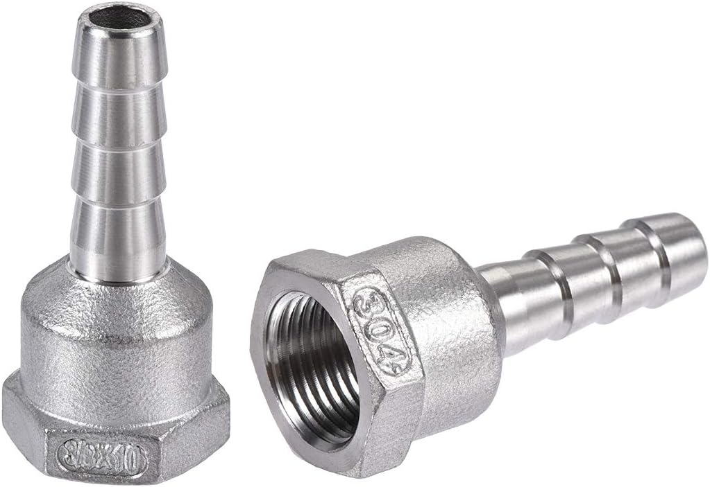 304 Stainless Steel Hose Barb Fitting Coupler, 10mm Barb x G3/8 Female Thread Pipe Adapter
