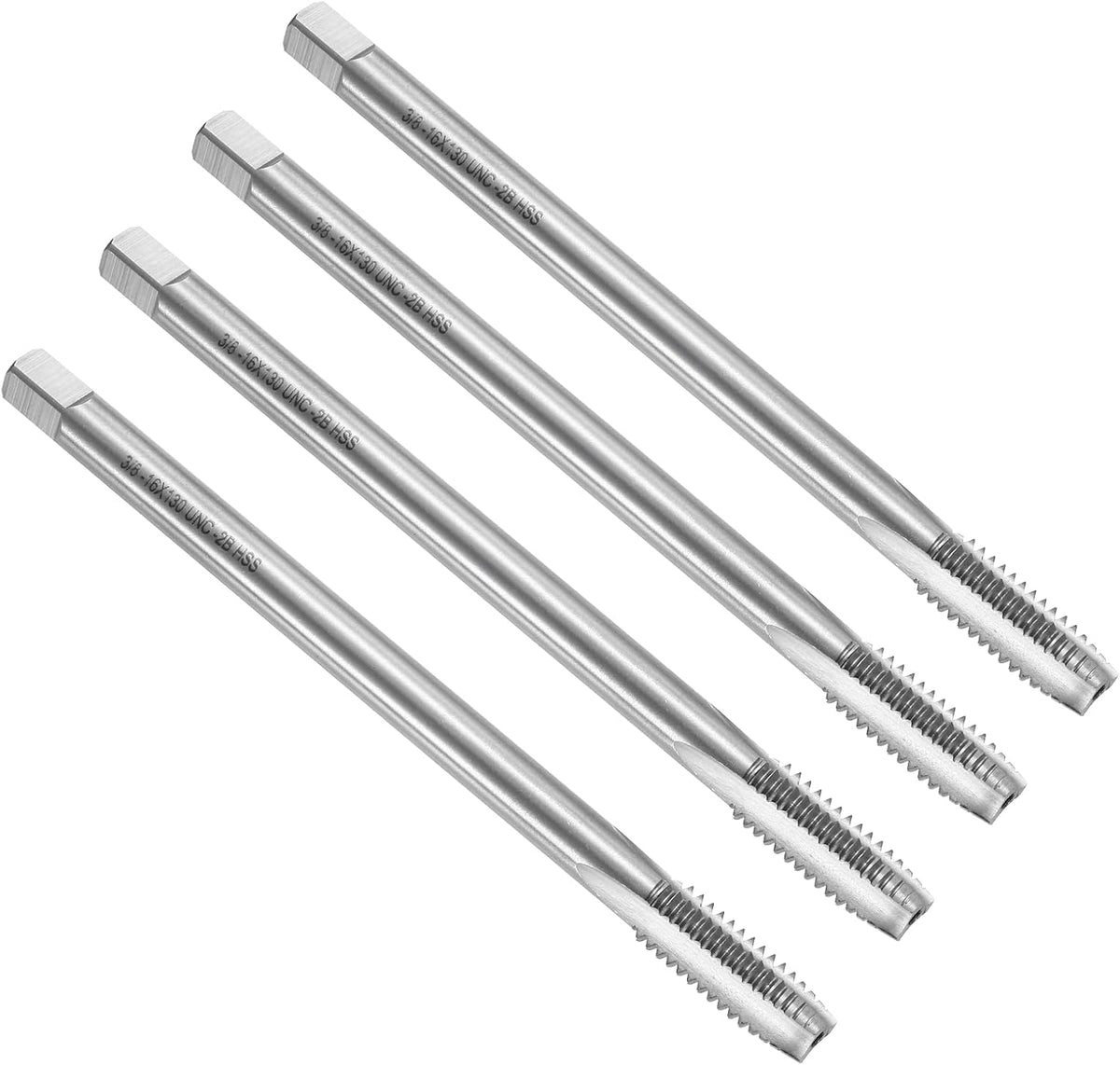 4pcs Straight Flute Screw Taps 3/8-16 UNC 2B Thread 5" Extra Long HSS6542 Machine Threading Milling Tap Tapping Tools