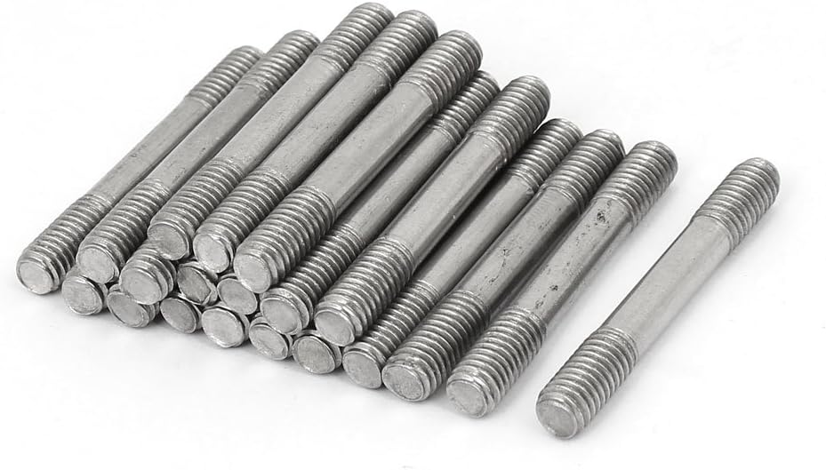 M6x45mm 304 Stainless Steel Double End Threaded Stud Screw Bolt 20pcs