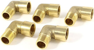 5Pcs Brass 90 Degree Elbow 1/4"PT Male to Female Thread Pipe Fitting Coupling