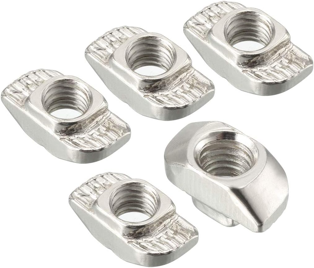 Sliding T Slot Nuts, M6 Half Round Roll in T-Nut for 3030 Series Aluminum Extrusion Profile, Carbon Steel Nickel-Plated, Pack of 15