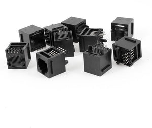 10 kpl suojaton RJ45 8P8C verkko modulaarinen PCB liittimet mustat