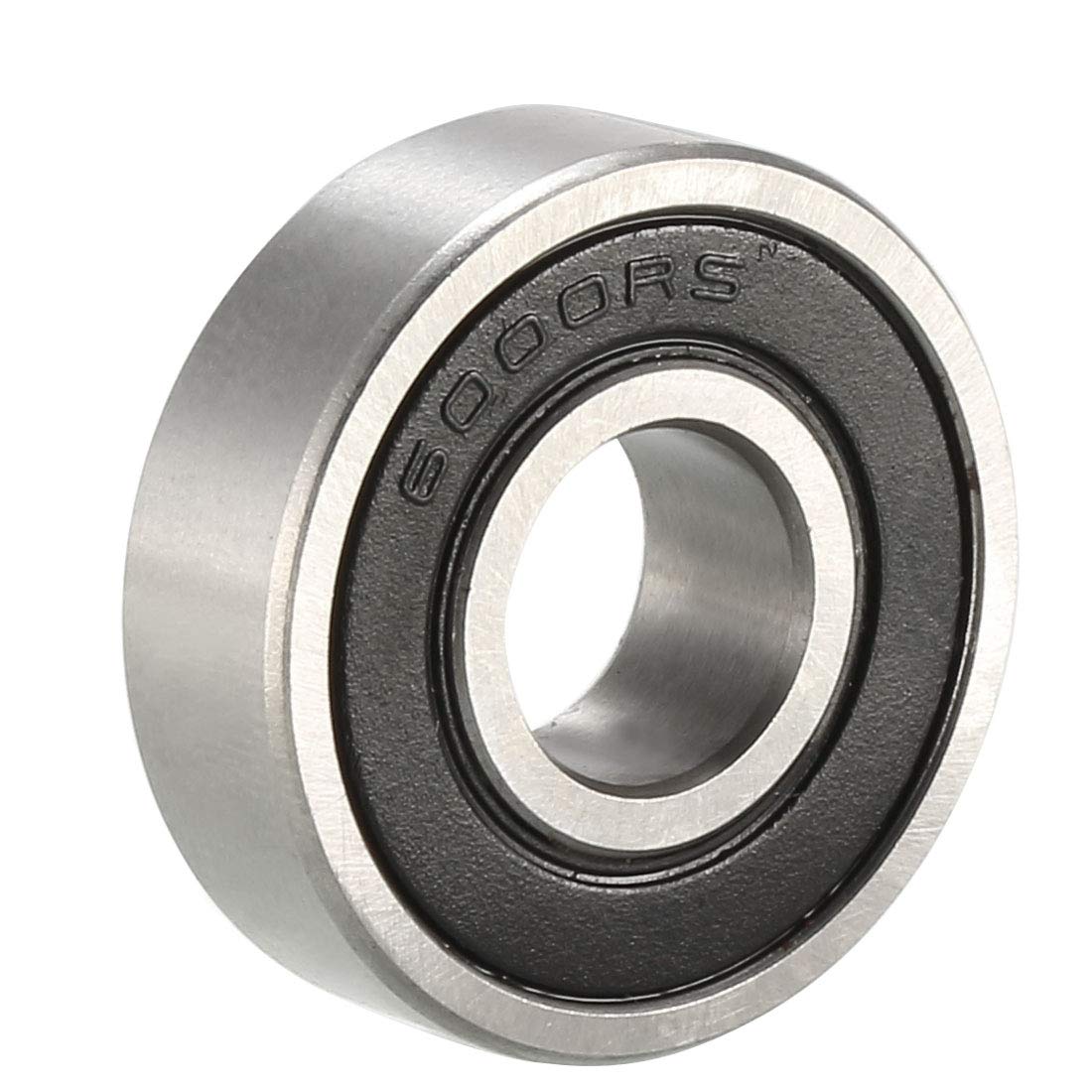 6000RS Deep Groove Ball Bearing Single Sealed 160100 160100, 10mm x 26mm x 8mm Chromium Steel Bearings (Pack of 1)