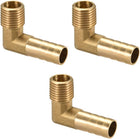 Brass Barb Hose Fitting, 90 Degree Elbow 10mm Barbed to 1/4 PT Male Pipe Adapter Connector 3pcs