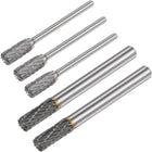 Tungsten Carbide Rotary Files 1/8" 1/4" Shank, Double Cut Cylindrical Radius End Rotary Burrs Tool 6mm Dia, for Die Grinder Drill Bit Wood Soft Metal Carving Polishing, 2pcs