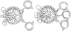 2Pcs Layering Necklace Clasps Separator 2 & 3 Stands Slide Jewelry Lock Clasp Converter Connector for Layered Bracelet Necklace Making, Silver