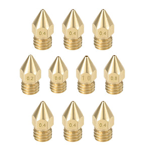 10stk 3D Printer Nål, M6 messing nål 0.2mm, 0.4mm, 0.6mm, 8mm, 1mm, til 3D Printer Extruder 1.75mm Filament