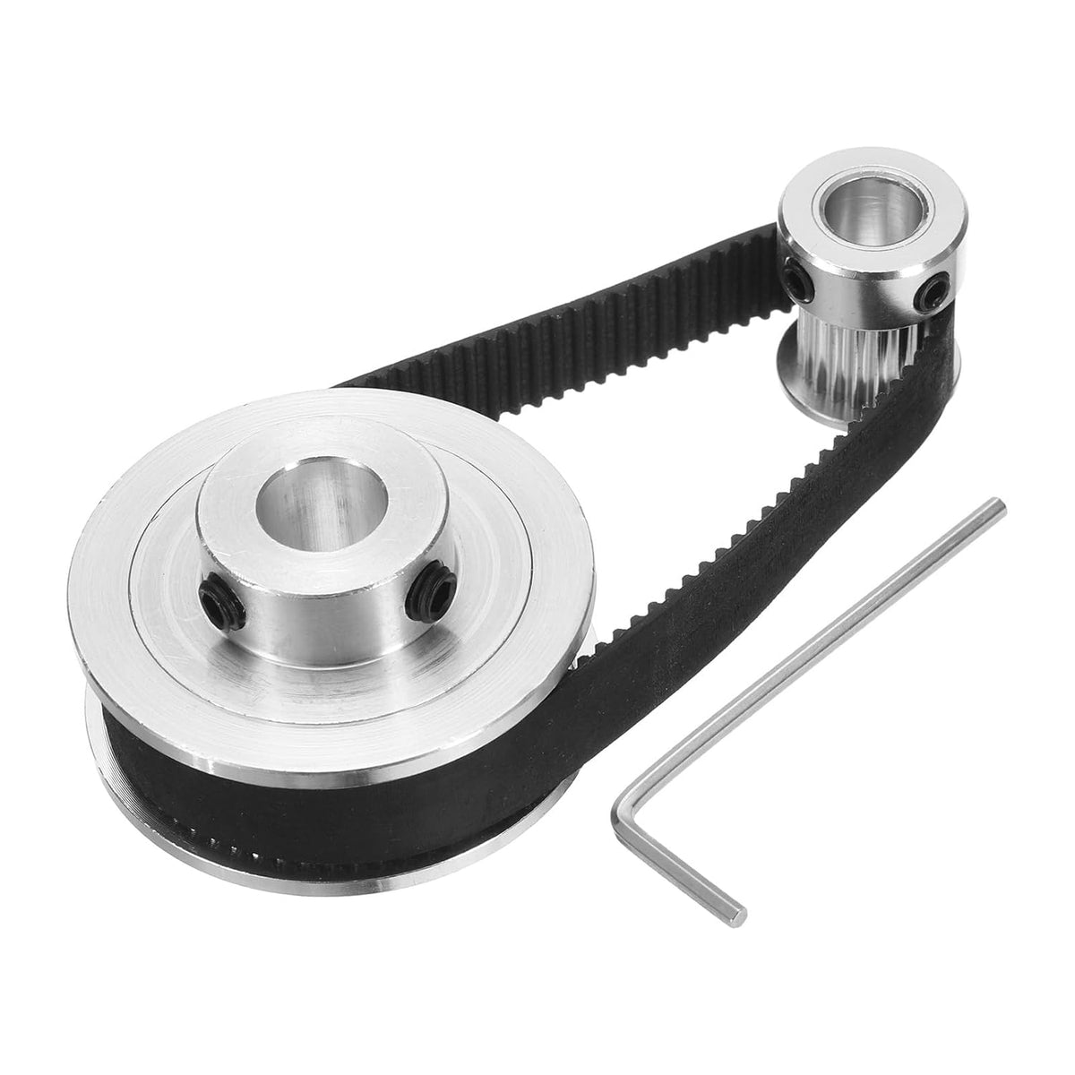 GT-2 Synchronous Wheel 20&60 Teeth 8&10mm Bore, Aluminum Alloy Timing Pulley Wheel with 1Pcs Length 200mm, Width 10mm Belt for 3D Printer, CNC Machine (20-60T-8&10B-10)