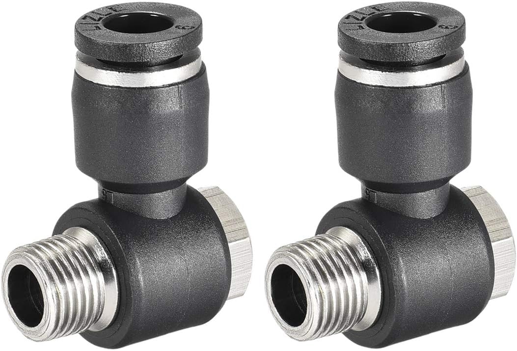 Pneumatic Push to Connect Tube Fitting 6mm Tube to 1/8NPT Male Thread Elbow 2Pcs