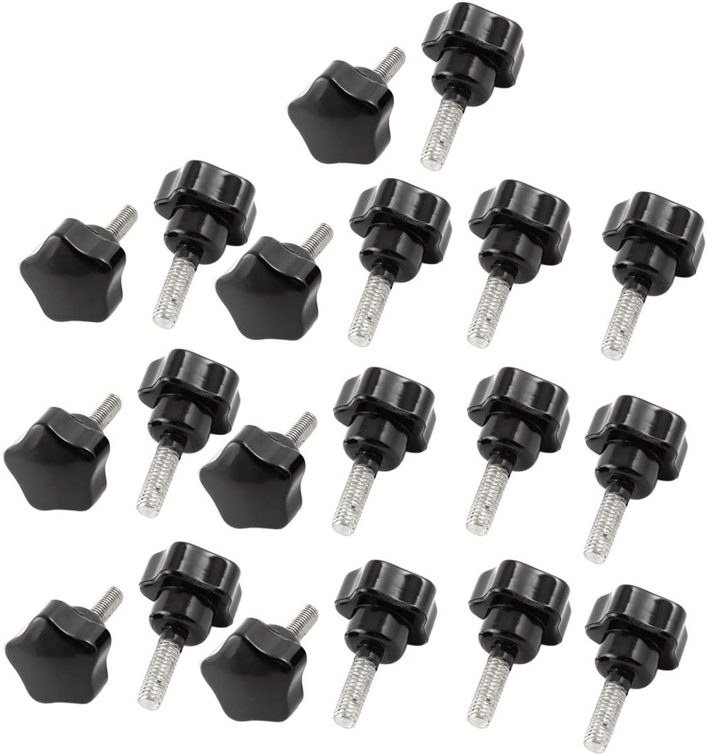 20 Pcs M6 x 20mm Male Thread 25mm Star Head Screw On Clamping Knob