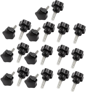 20 Pcs M6 x 20mm Male Thread 25mm Star Head Screw On Clamping Knob