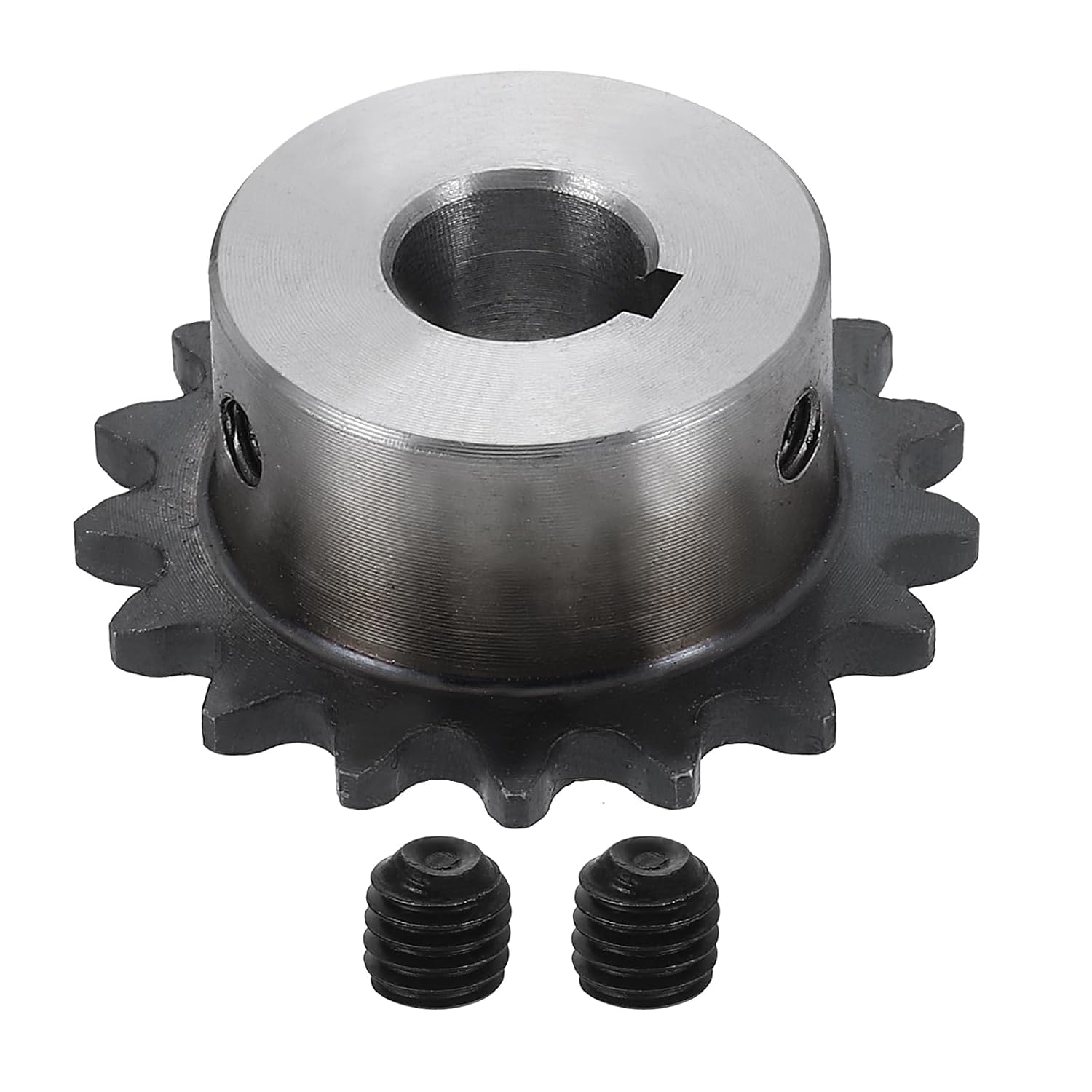 #25 Chain Roller Sprocket 12mm Bore 53.5mm OD, 25 Tooth C45 Carbon Steel ANSI #25 Roller Sprocket Round Hole Without Surface Finished with 4x1.8mm Keyway for ISO 04C Chain