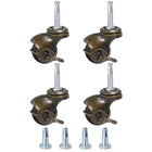 2Inch Ball Caster Wheels with Brake, Set of 4 Stem Caster with 5/16" x 1-1/2" (8x38mm) Stem, Caster Wheels for Furniture, Bronze Tone