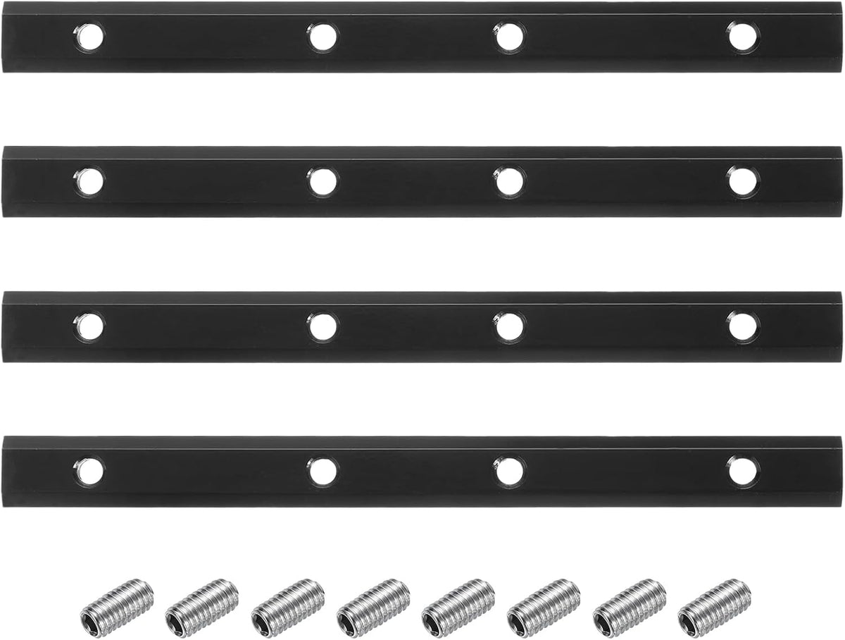 4pcs 30-Serie Gerader Linienstecker 7 Zoll mit M6 Montage-Schrauben Eckenhalterung für T/V-Schacht 3030-Serie Kohlenstoffstahl Extrusionsprofil, Schwarz