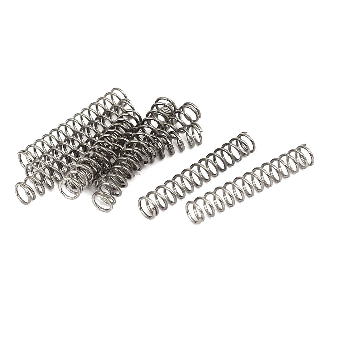 Compression Spring,304 Stainless Steel,5mm OD,0.6mm Wire Size,30mm Free Length,Silver Tone,10Pcs
