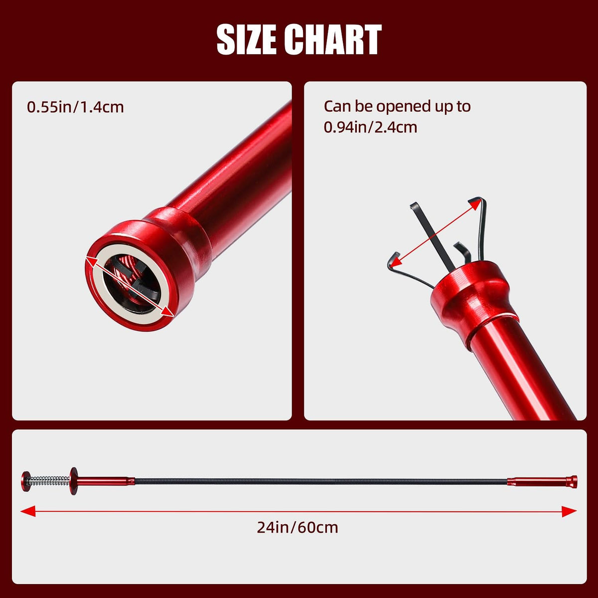LinkMejor Grabber Flexibil, Prindere Magnetică 4-Picior (24", Roșu)