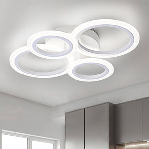 LinkMejor Moderne LED Loftlampe, Hvid, 4 Ringe