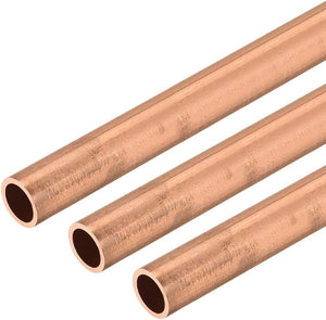 Copper Round Tube, 9mm OD 1mm Wall Thickness 300mm Long Straight Pipe Tubing 3 Pcs