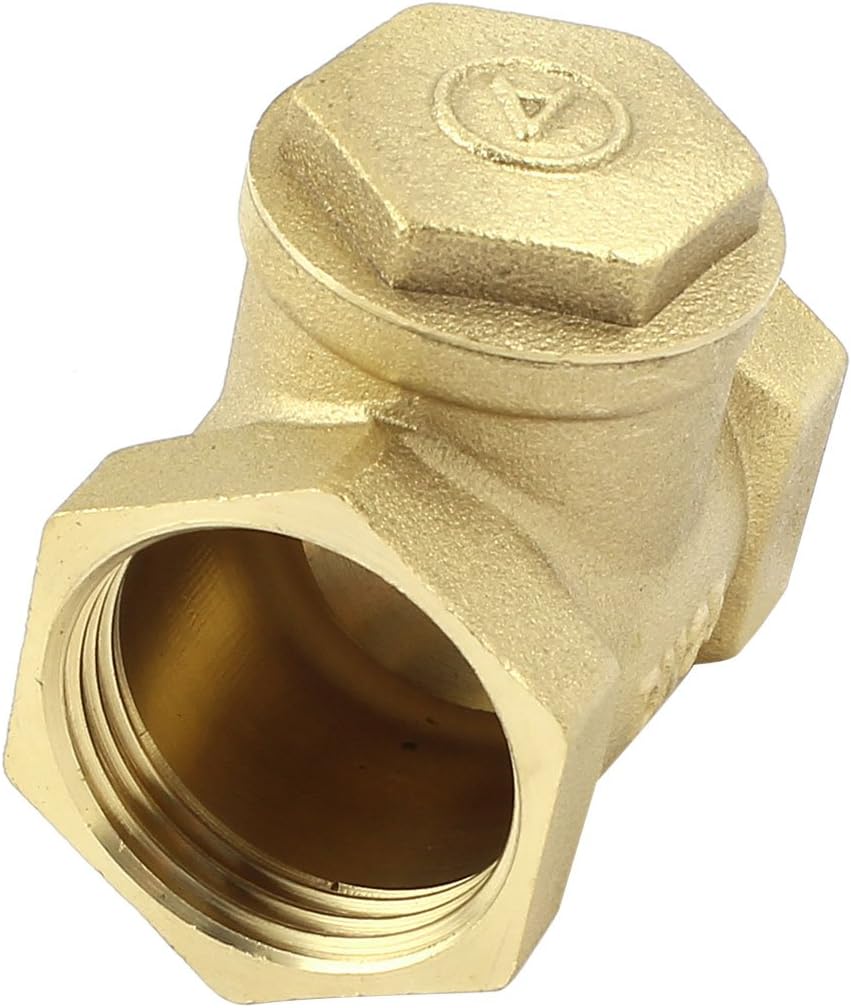 Water Pipe 1 BSP One Way Horizontal Check Valve Fitting Brass Tone