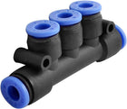 6mm 5 Way Push in Pneumatic Tube Fittings Connector Black