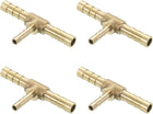 4 Pcs Brass Hose Barb Fitting Tee 3 Way Connector Coupler, 1/4"x3/16"x1/4" ID Brass Fitting Air Hose Fittings Reducer for Connecting Water Fuel Air, Oil Hoses